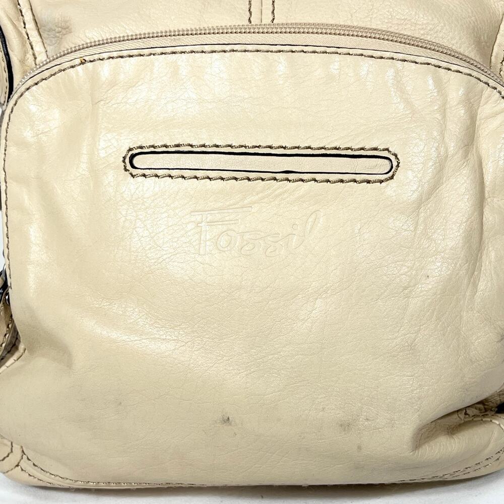 Vintage Fossil Crossbody Shoulder Bag Cream Leather Small Organizer Purse - Picture 5 of 14